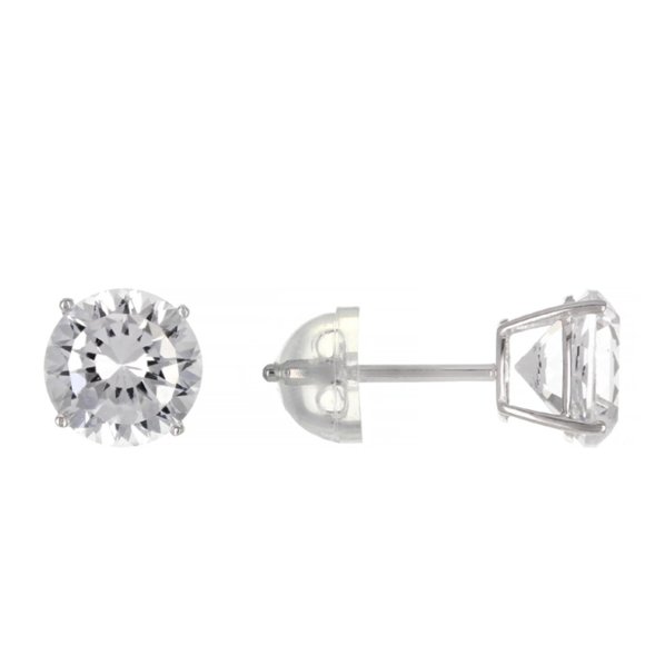 White Lab Created Sapphire 2.40ctw Rhodium Over 10k White Gold Earrings - Picture 1 of 3